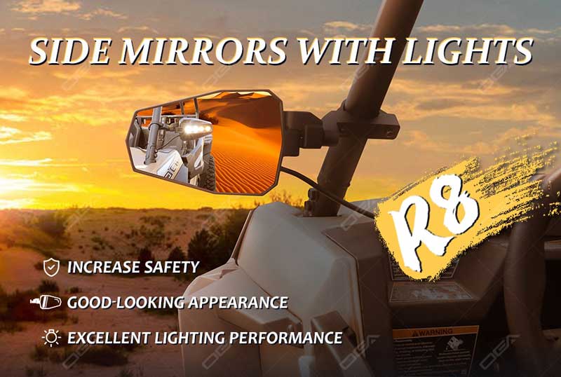 UTV Side Mirrors with Lights, Lighted UTV Mirrors